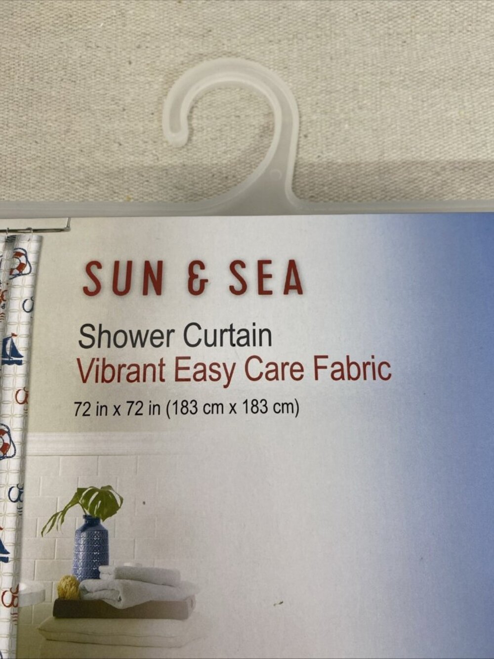 NEW Sun & Sea 72" x 72" Fabric Shower Curtain Patriotic Lighthouse Nautical - Picture 2 of 4